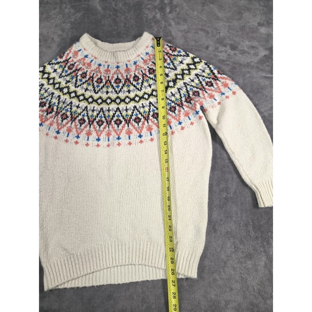 Aerie Oversized Womens Sz XS Fair Isle Knit Crewneck Sweater Bohemian Multicolor - Picture 2 of 9